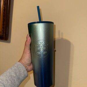 Starbucks Shimmering Blue-Green Ombre Tumbler with Straw